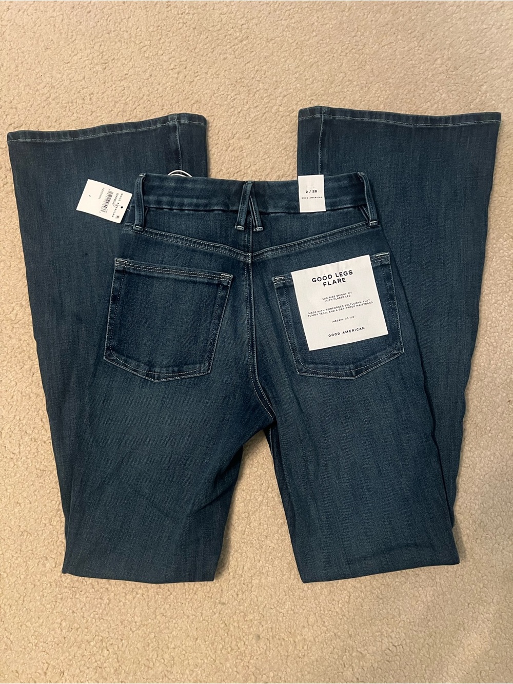 Good American Dark Blue Flare Jeans - Good Legs Flare